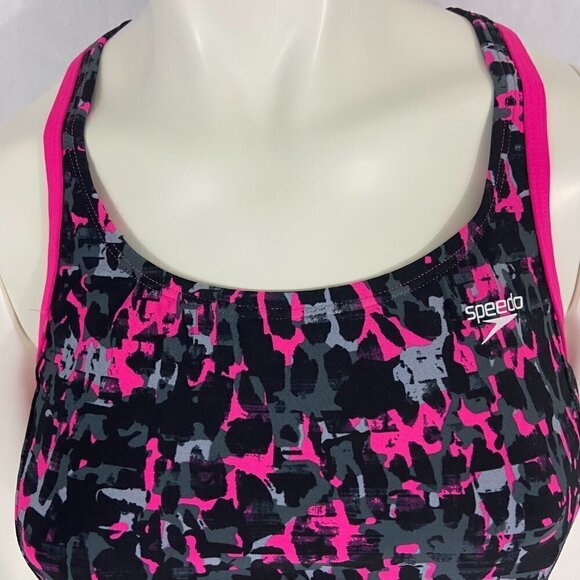 Speedo Endurance Lite Women’s Racerback Sports Bra Crop Top Sz 10 Multicolor NWT - Picture 3 of 7